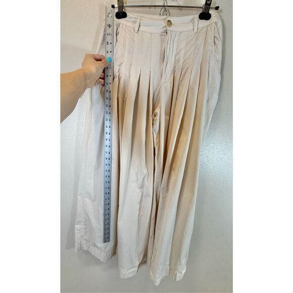 Free People Cassia Pleated Wide Leg Contemporary Cream Trousers Pants Women’s 8 - Picture 9 of 14